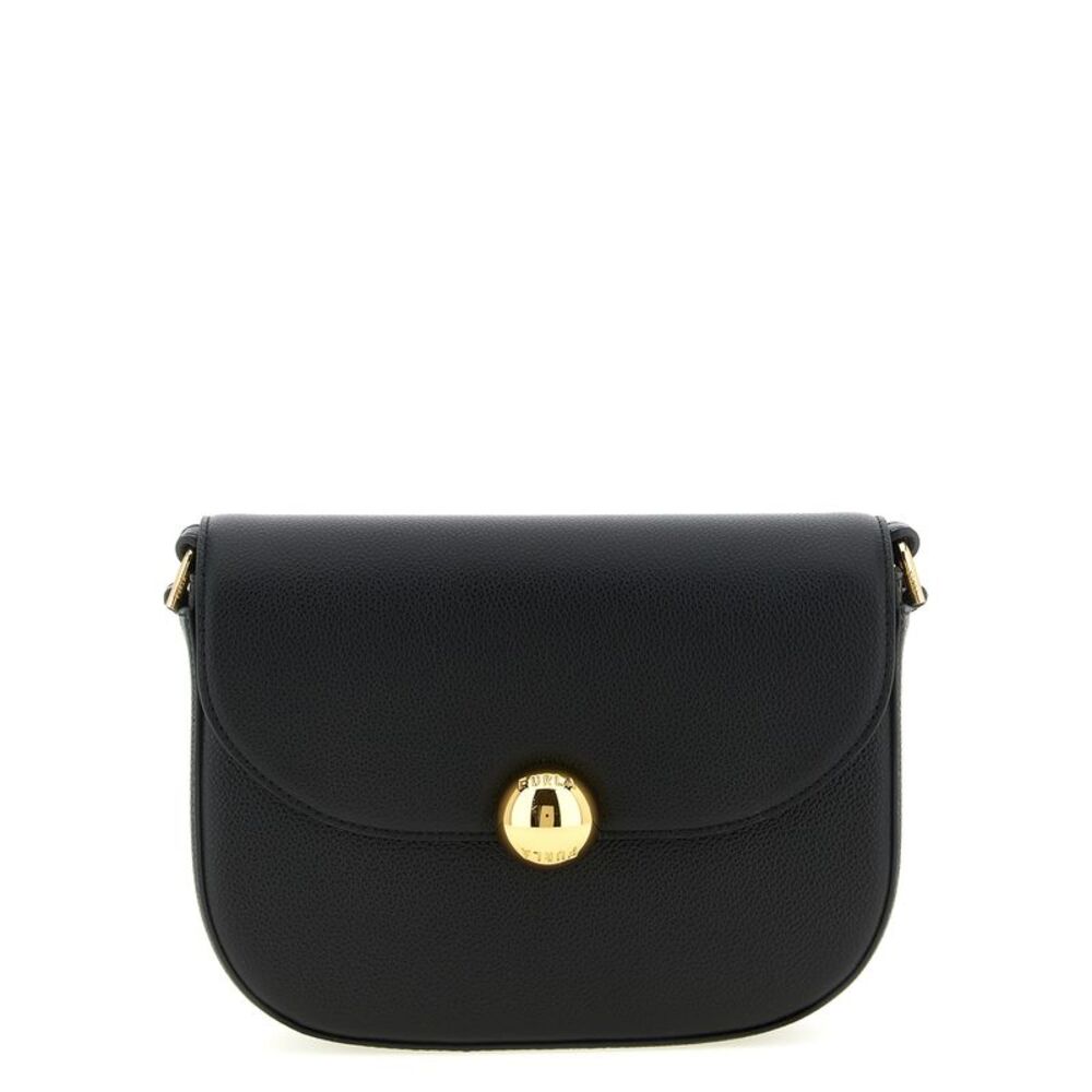 Furla Black Leather Crossbody Bag with Gold Hardware
